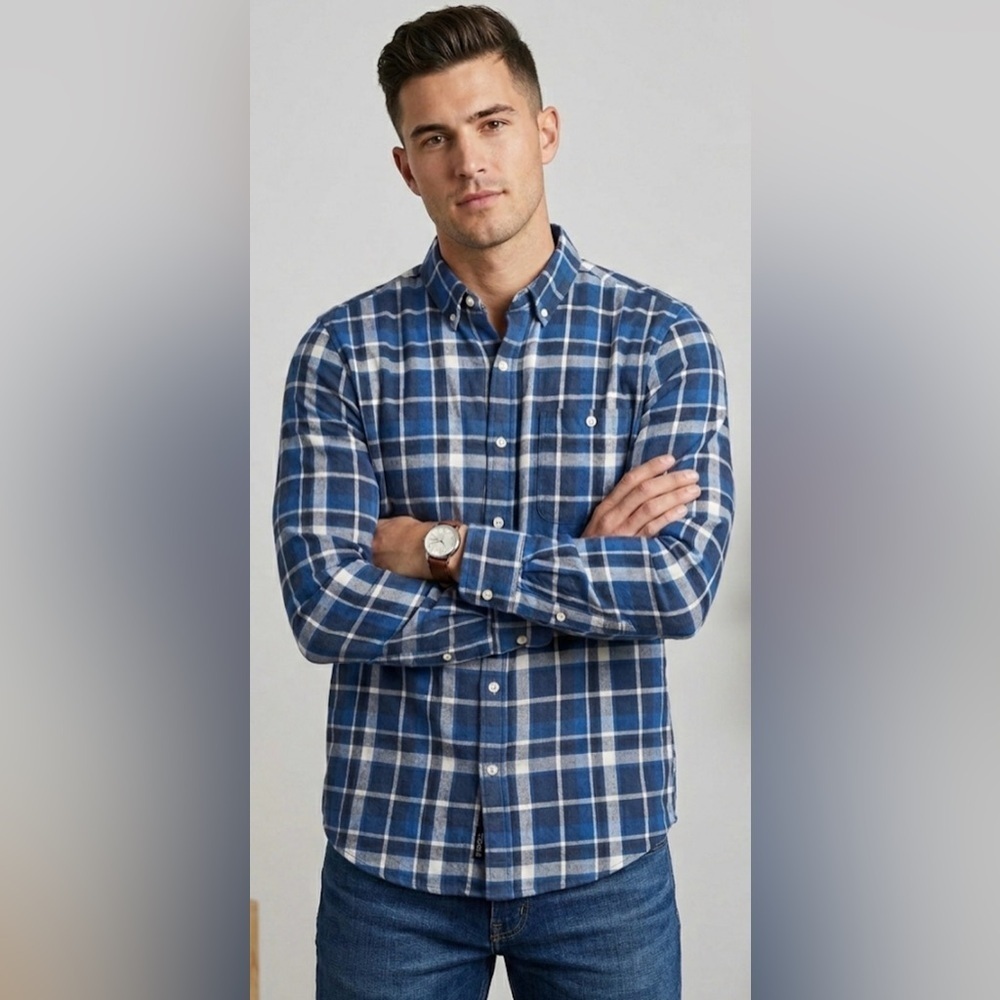 Ezekiel Men's Blue and White Plaid Shirt